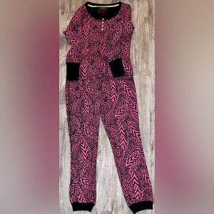 Steve madden Pink Black geometric pattern sleep set sz M